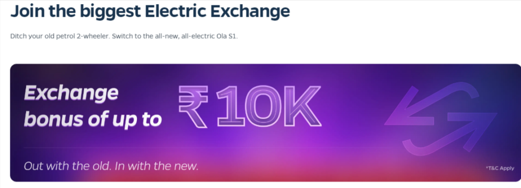 OLA Electric Exchange offer INR 10,000