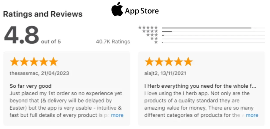 App Store Reviews on iHerb