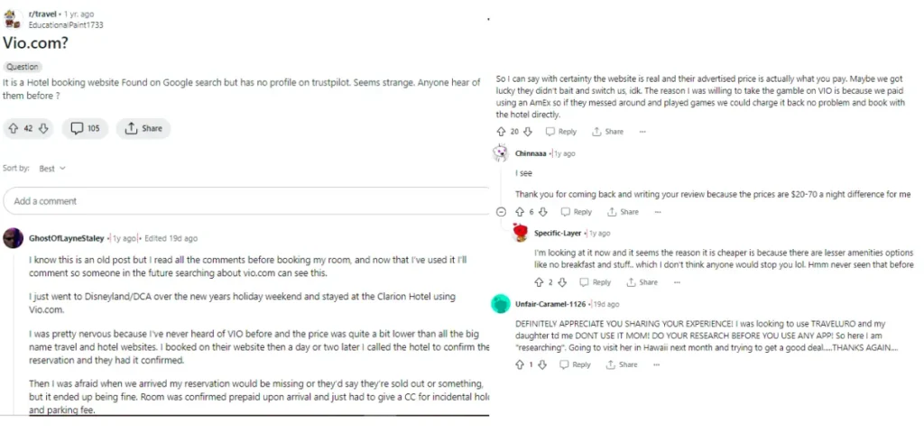 Reddit User Reviews Vio.com