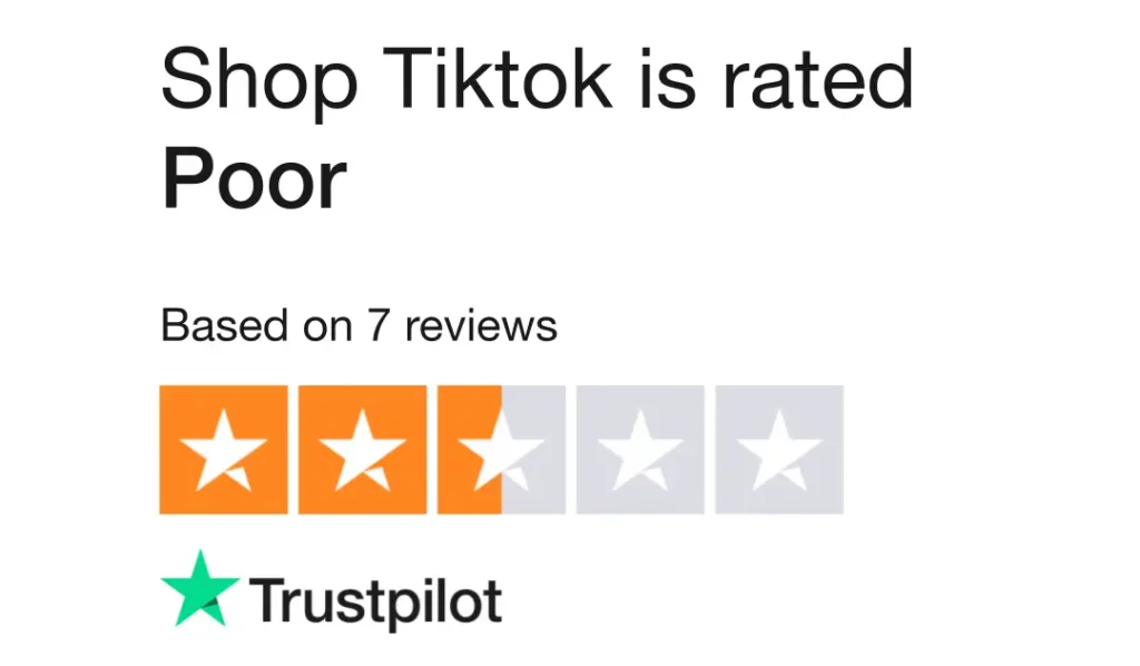 TrustPilot review on TikTok Shop