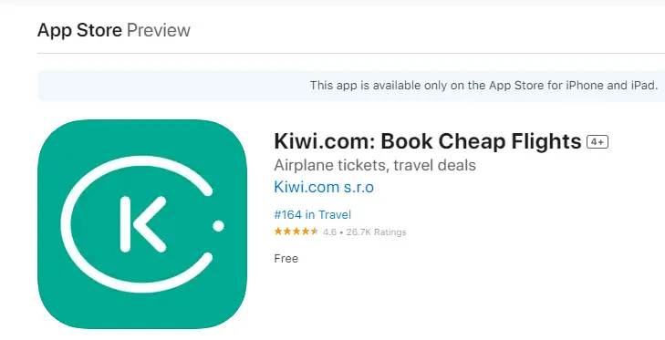 App Store review on Kiwi.com