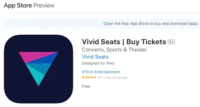 App Store review on Vivid Seats