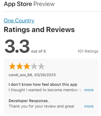 One Country Review on App Store