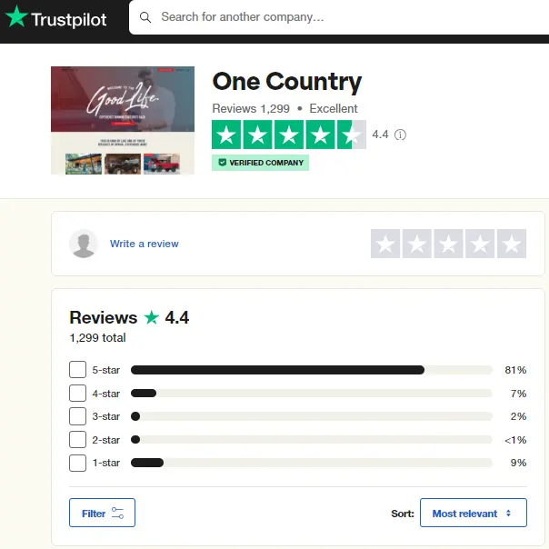 One Country Review on Trustpilot