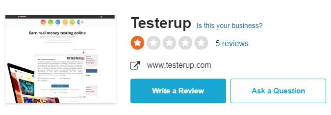 Testerup review on Sitejabber