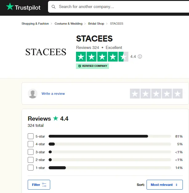 TrustPilot review on Stacees