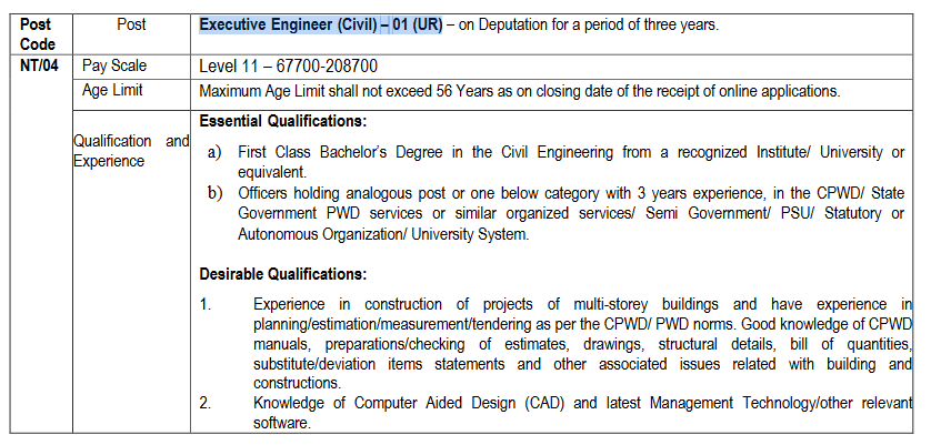 Executive Engineer (Civil)