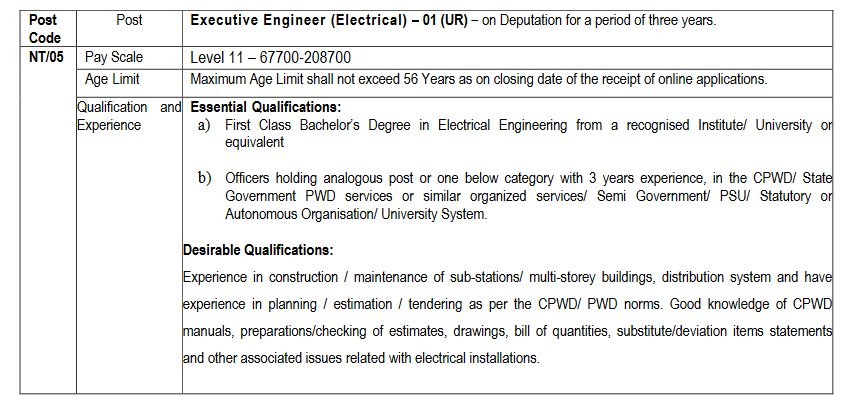 Executive Engineer (Electrical)