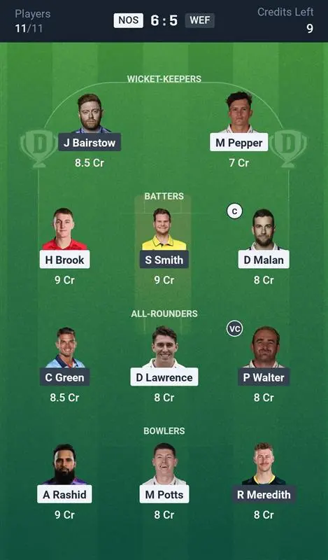 NOS vs WEF Grand League Team